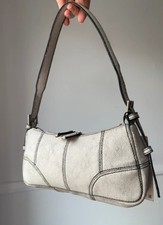 Damen Schultertasche Leder Beige rechteckig R...