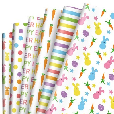 12 Sheet Easter Wrapping Paper - Not Roll - Pastel Bunny Rabbit Egg Gift Wrap Pa