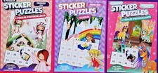 Activity Books for Kids Sticker Puzzles Princesses Fairies & Unicorns Set of 3