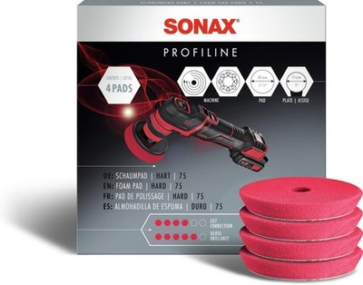 SONAX SchaumPad hart 75 4 Stück Polierpad für Lackaufbereitung Maschine
