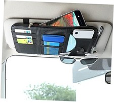 Car Sun Visor Organizer, Multifunctional Leather Sun Visor Organizer Black