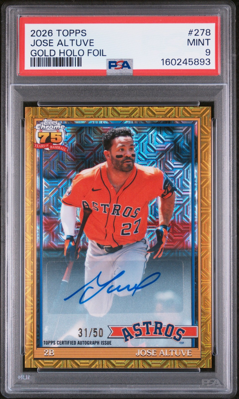 2026 TOPPS GOLD HOLO FOIL #278 JOSE ALTUVE 31/50 PSA 9