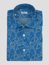 NEW KITON BLUE LIGHT BLUE COTTON SHIRT US 16.5 - EU 42 SKE113