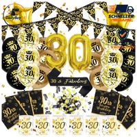 30. Geburtstag Deko Schwarz Gold Zahlenballon FüR MäNner Frauen Feier