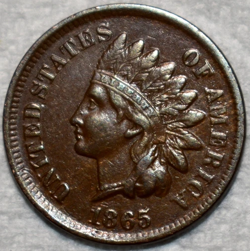 Extra Fine 1865 Fancy 5 Indian Head Cent, Attractive, Chocolate-Brown specimen.