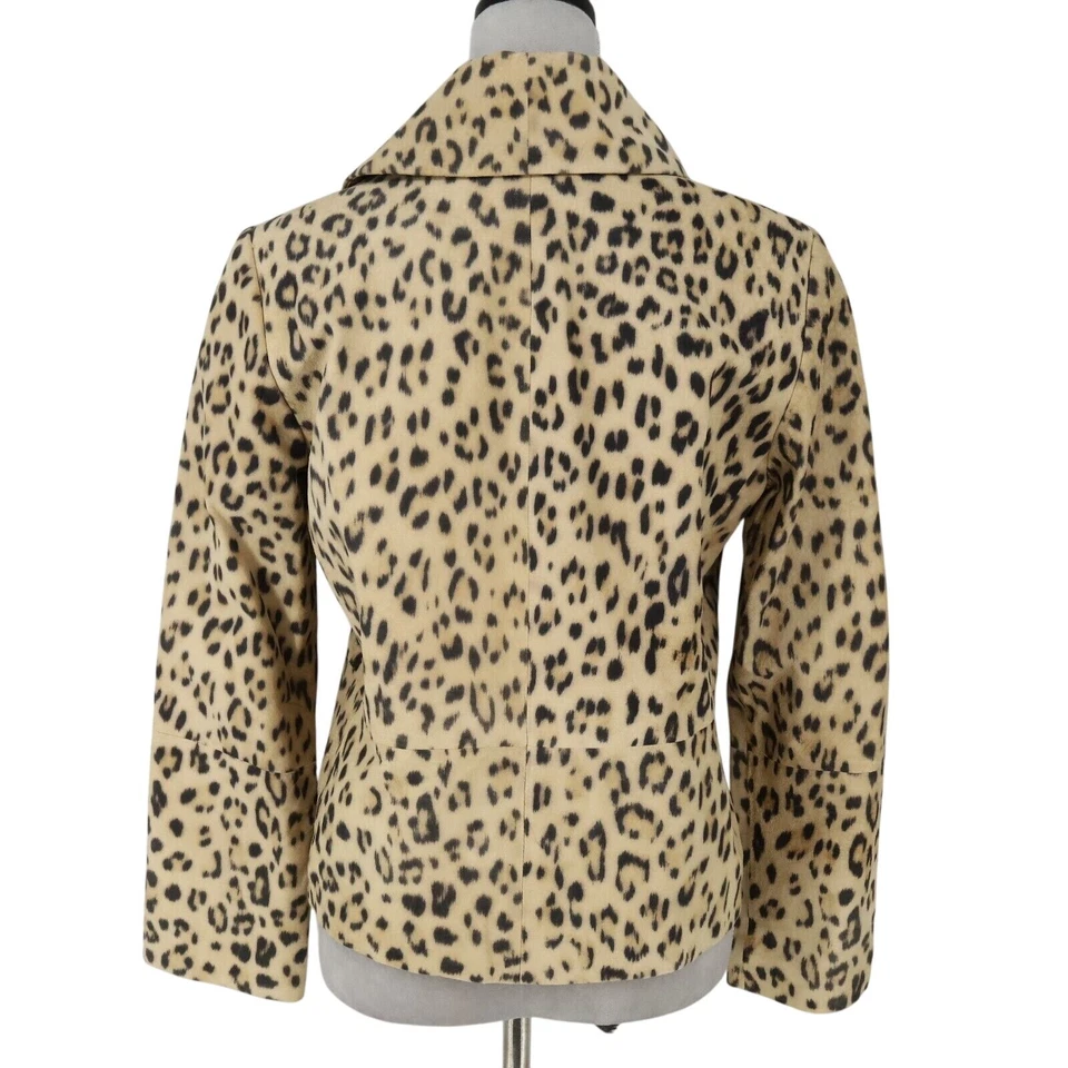 Chaqueta Chicos 0 Mujer 4 Pequeña Cuero Beige Estampado Animal Bolsillos Forrados Defecto Foto 2 de 4