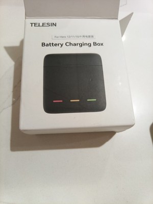 Telesin 3 Slot Per GoPro for Hero 9/10/11/12 Battery Charging Box W/2 Batteries 