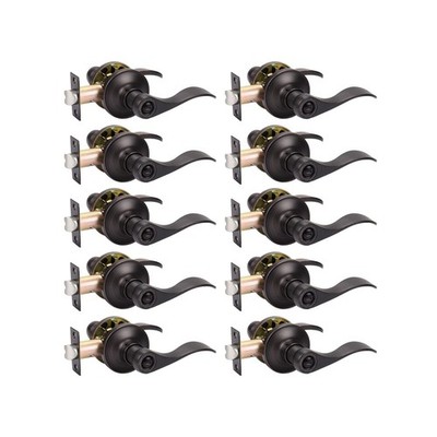 KNOBWELL 10 Pack Oil Rubbed Bronze Door Handle, Privacy Door Lever Bed and Ba...
