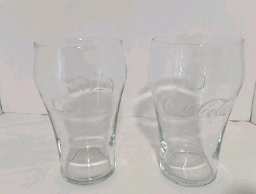 2 Vintage Coca-Cola 7" Tall ~Ice Cream Parlor ~Big Swig Drinking Glasses