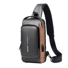 Anti-Theft Men's Sling Crossbody Bag Chest Shoulder Messenger Backpack USB Port