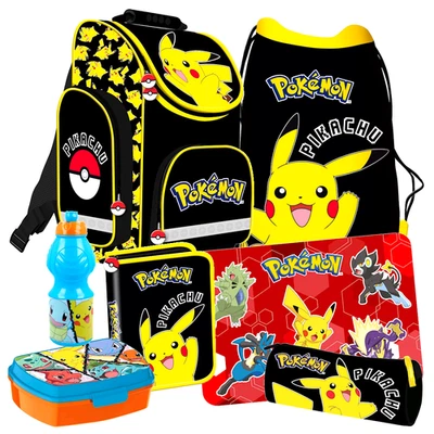 Pokemon Pikachu 7 Teile Set Tornister Ranzen Schulranzen Federmappe Tasche