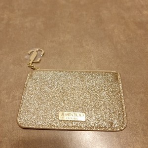 JIMMY CHOO PARFUMS WOMEN'S MINI GOLD GLITTER COIN FLAT POUCH 3"H X 5"W NEW