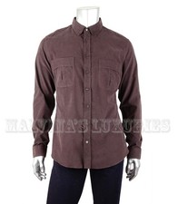 GUCCI SHIRT SLIM FIT BROWN CORDUROY COTTON WITH POCKETS $430 sz 17 / 43