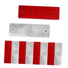 10 PCS Rectangular Safety Reflectors, Plastic Self Adhesive Safety Red White