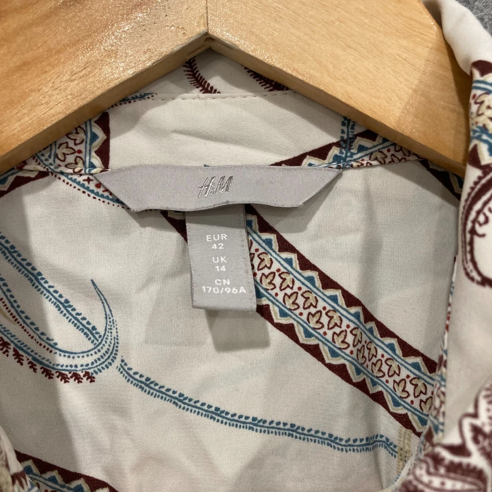 Blusa Top H&M Mujer Talla 14 Multicolor Cachemira Manga 3/4 Botón Delantero Foto 4 de 4