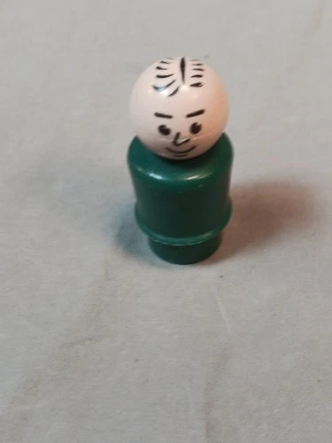 Vintage Fisher Price Little People Play Family - RARE Dark Green Dad/Man Figure