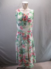 Eliza J Size 8 Womens Floral Sleeveless Back Zip Pleated A-Line Summer Dress 641