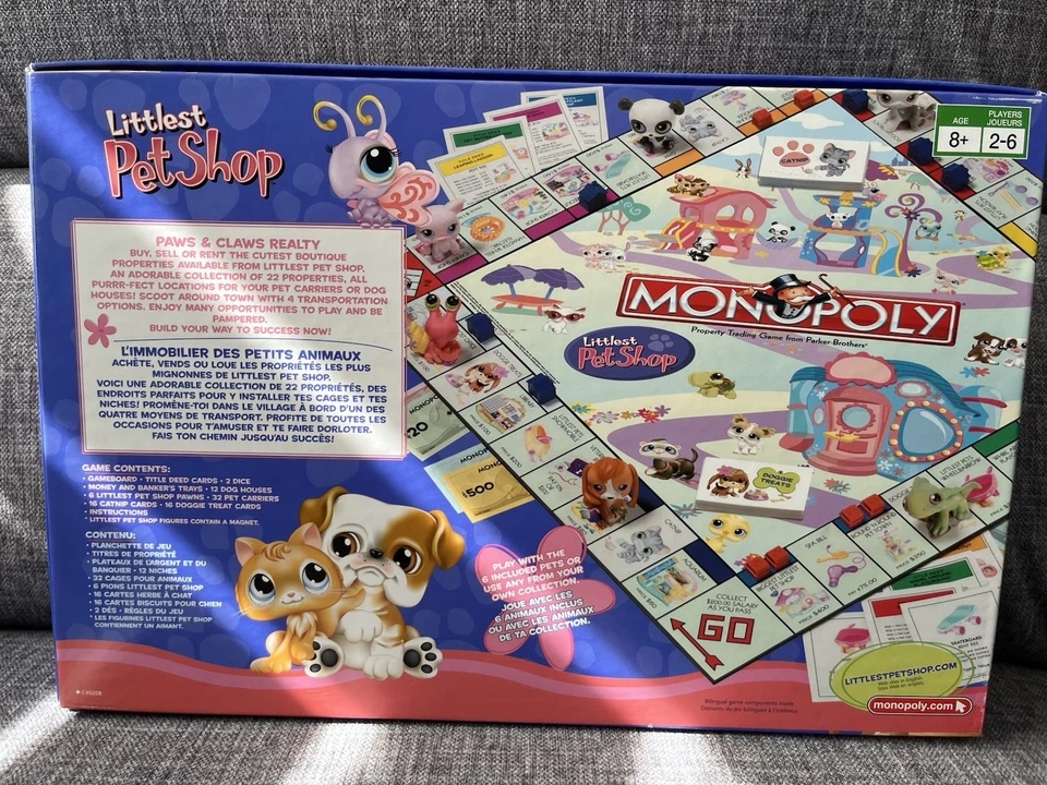 Monopoly Littlest Pet Shop LPS Board Game 2007 6 Pets (2 Replacements) Complete - Image 3 of 4