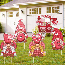 Valentines Day Yard Sign with Stakes Waterproof Gnomes Love Outdoor Decorations