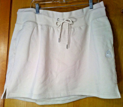 REEBOK Squad Fleece Mini Sweat Skirt XXXL Athletic Pockets Pumice Stone Beige