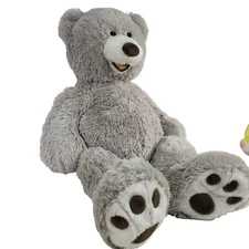 HUGFUN International Large Shaggy Gray Teddy Bear Plush 27" Toy Hong Kong Floppy