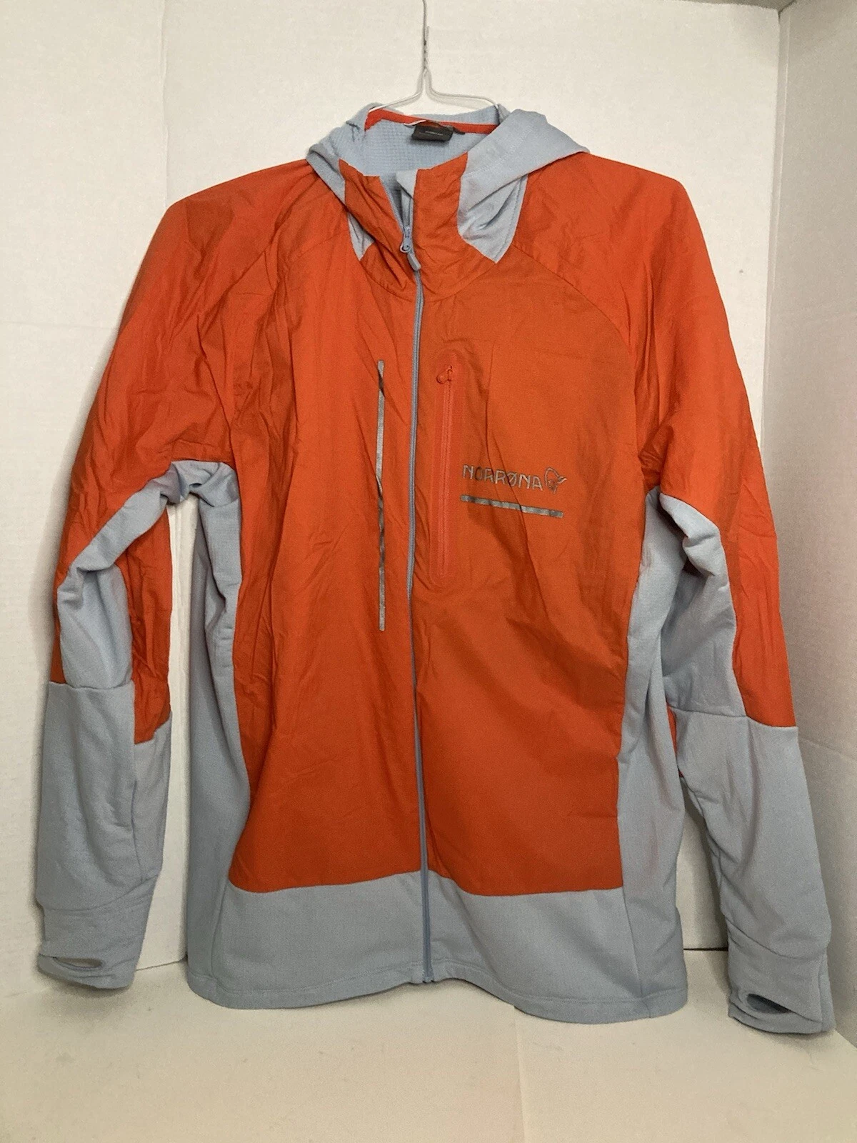 norrona senja alpha90 zip hooded light orange jacket