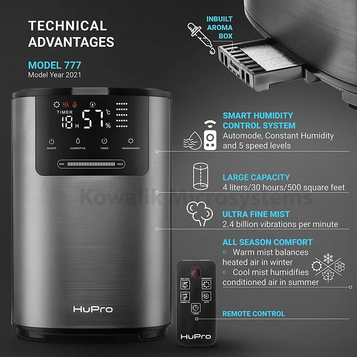 Top Fill Cool Mist Warm Mist Humidifier for Large Room Home