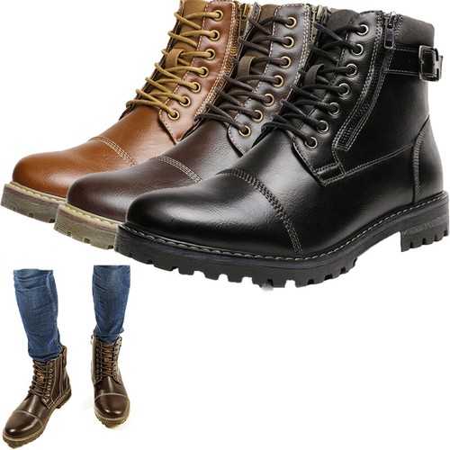 Men's Leather Motorcycle Boots Combat 