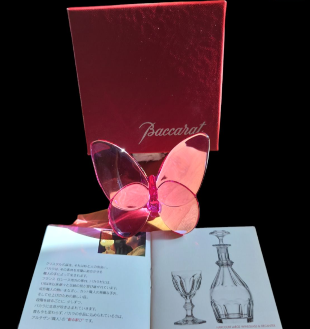 Baccarat Lucky Butterfly Figurine Crystal Color Red Bringing Good
