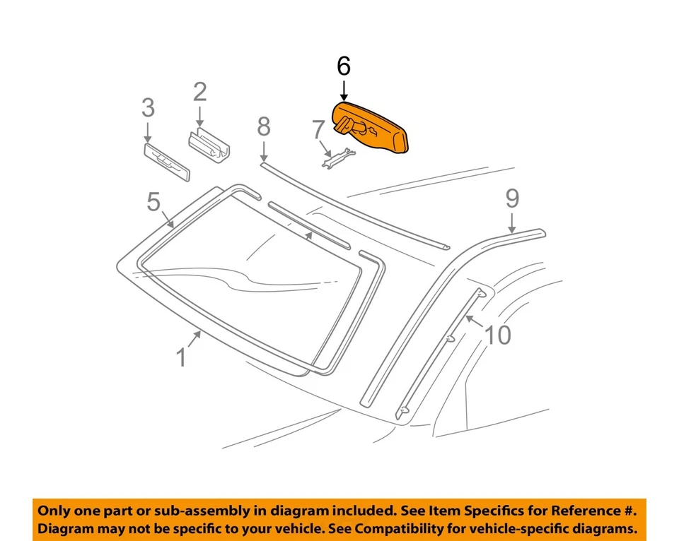 Б/у переднее центральное внутреннее зеркало заднего вида подходит: 2007 Toyota Highlander pre-cra - Изображение 3 из 4