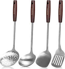 15 Inch Large Spatula Slotted Turner Soup Ladle 304 Stainless Steel Wok Spatula 