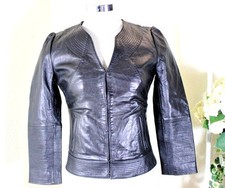 Kate Moss Black Outer Space Leather Motorcycle Rocker Jacket 34 4 5 6