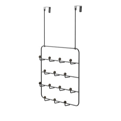UMBRA Wandgarderobe Türgarderobe ESTIQUE mit 14 Haken schwarz /walnussbraun