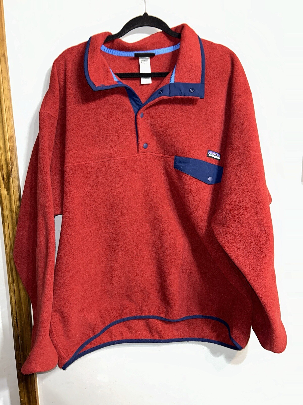 Patagonia Synchilla Snap-T Fleece Jacket for Men in Red Blue Size XL
