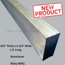 ALUMINUM BAR FLAT STOCK 3/4" Thick x 1-1/2" Wide x 3' Long Unpolished Finish NEW
