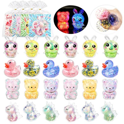 Valentines Day Gifts for Kids, 24 Pack LED Light Up Squishy Toys with Valenti...
