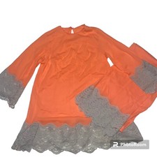 Vintage Gilead Size Small Melon Peach Biege Lace Pajamas Lounge Wear PJ'S USA