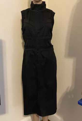 $2140 New VTG Yves Saint Laurent 44 12 Corset Dress Midi Sheath Victorian Ruffle