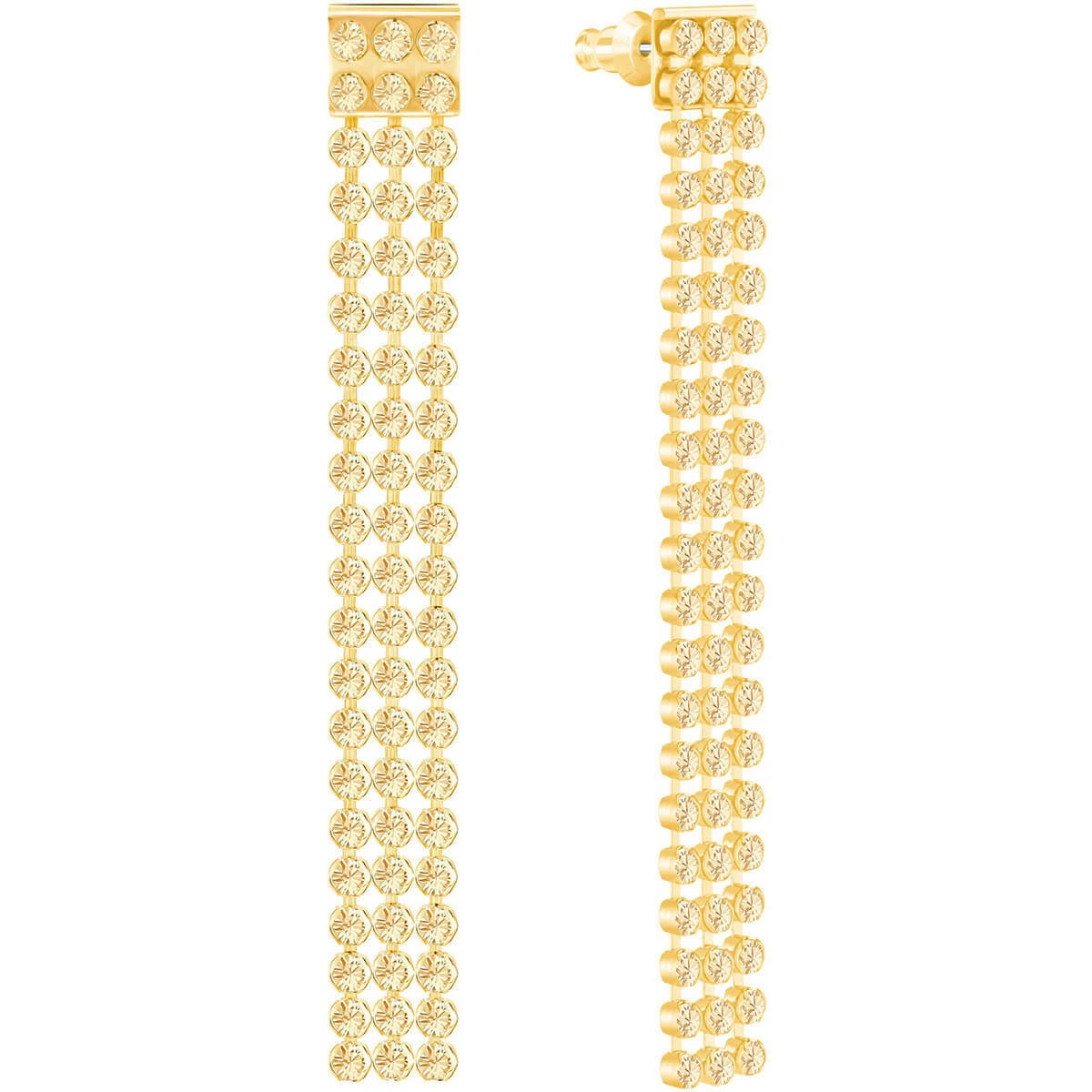 Authentic Swarovski Fit Long Pierced Earrings Gold Tone eBay
