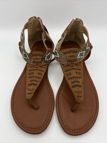 Ruff Hewn Sandals Womens 10 M Slides Strappy Slip On Beaded Southwestern - Picture 4 of 17