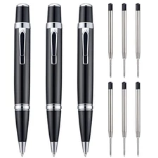 3PCS Mini Ballpoint Pens with Extra Refills Set, 1mm Medium Point Black Ink, 