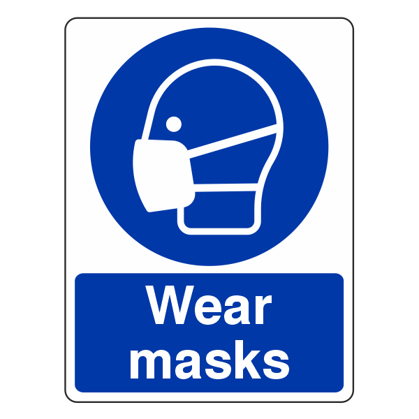 Wear Masks Sign - 300x400mm - 1mm Rigid Plastic