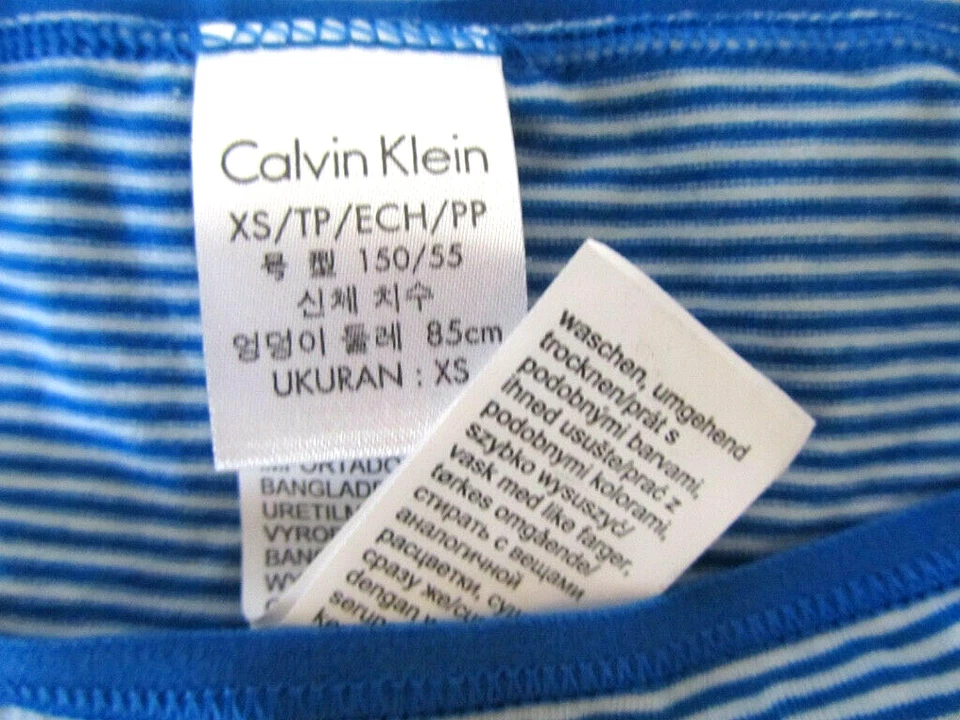 NWT Calvin Klein Style# QD3643 Size XS Cotton Blend Thong Panty Blue Stripe! - Image 3 of 3