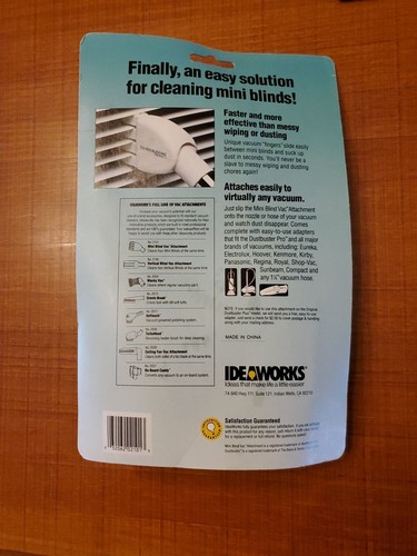 New Ideaworks Mini Blind Vac Attachment Vacuum Dust Fits Most Brand of Vacuums - Picture 2 of 2