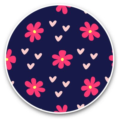 2 x Vinyl Aufkleber 15 cm - Blumen und Liebe Herz Druck Mädchen Mama #45041