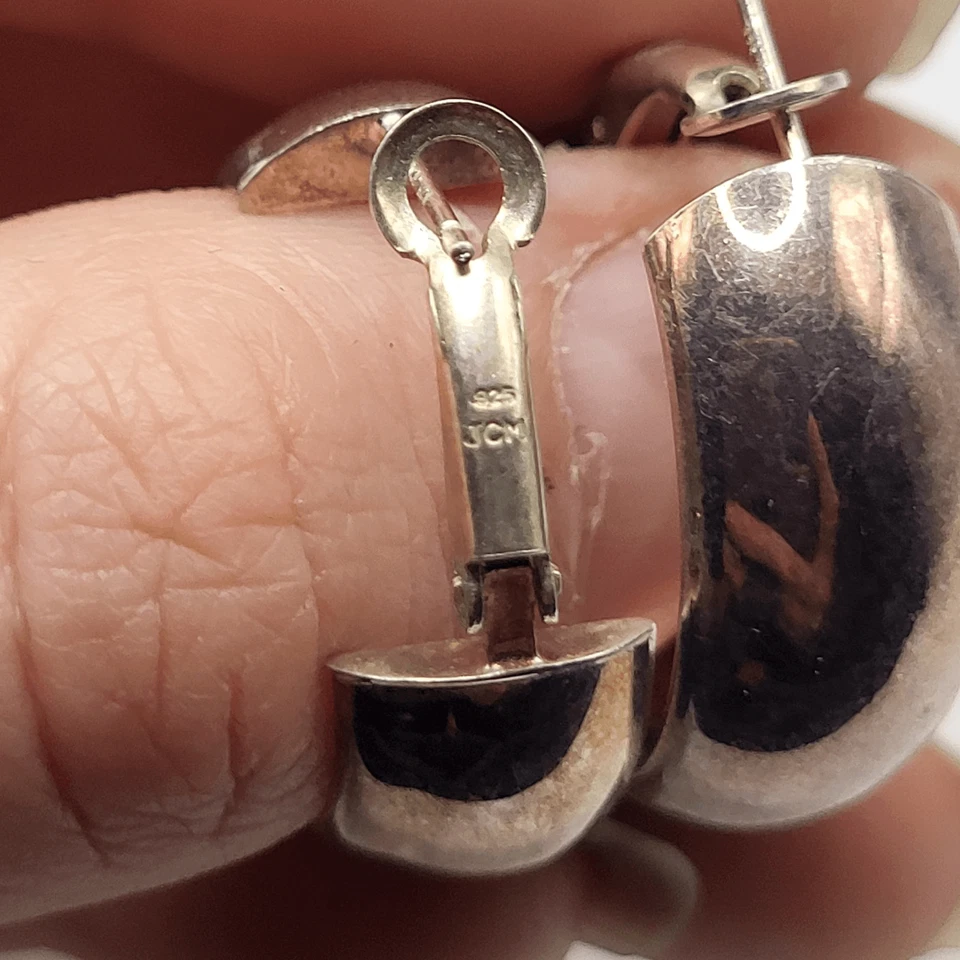 Серьги-кольца из стерлингового серебра с подписью JCM 925 1 дюйм - Изображение 2 из 4