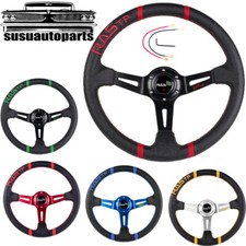 14INCH Deep Dish Drifting Sport PVC Aluminum Steering Wheel with Horn Button
