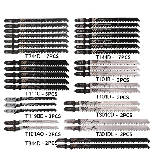 48Pc T-shank Assorted Jig Saw Blades Set Wood Plastic Metal Cutting Jigsaw Blade - Picture 7 of 11
