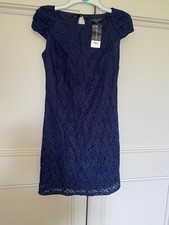 DOROTHY PERKINS New Navy Blue Lace Dress Size 6 RP £35 Navy Ruched Wedding Races