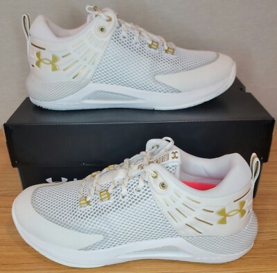 Women's UA HOVR  Block City Volleyball Shoes Womens Size 10 White/Gold